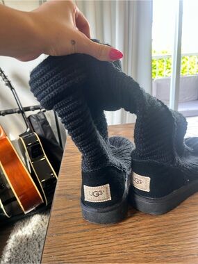 UGG Black Knit Slouch Boots